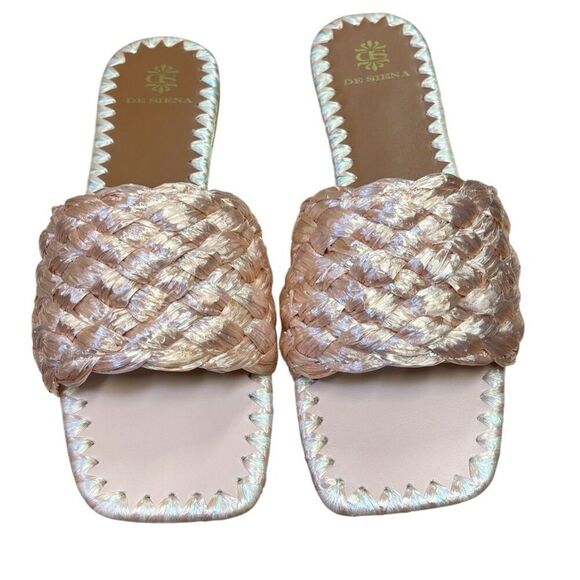 De Siena Camarante Raffia Slide in Rose Gold NWB Size 41/ US 11 - Picture 1 of 7